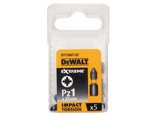 DEWDT7386TQZ Extreme Impact Torsion Bits PZ1 x 25mm (Pack 5)