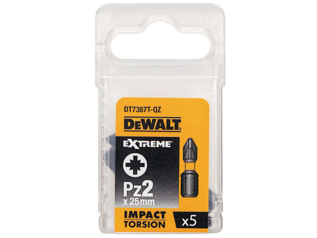 DEWDT7387TQZ Extreme Impact Torsion Bits PZ2 x 25mm (Pack 5)