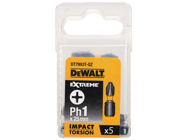 DEWDT7993TQZ Impact Torsion Bits PH1 x 25mm (Pack 5)