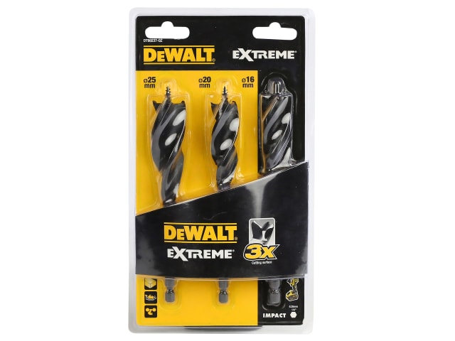 DEWDT90237QZ EXTREME® Tri Flute Bit Set, 3 Piece