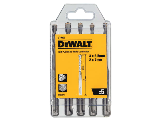 DEWDT9398QZ DT9398 SDS Plus Drill Bit Set, 5 Piece