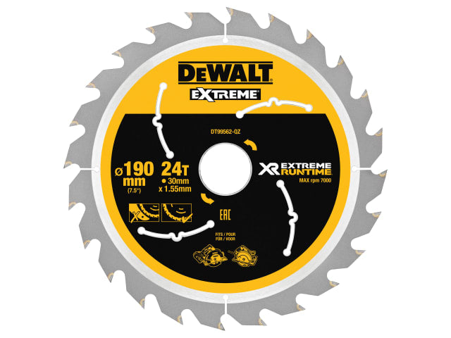 DEWDT99562QZ XR FlexVolt Circular Saw Blade 190 x 30mm x 24T