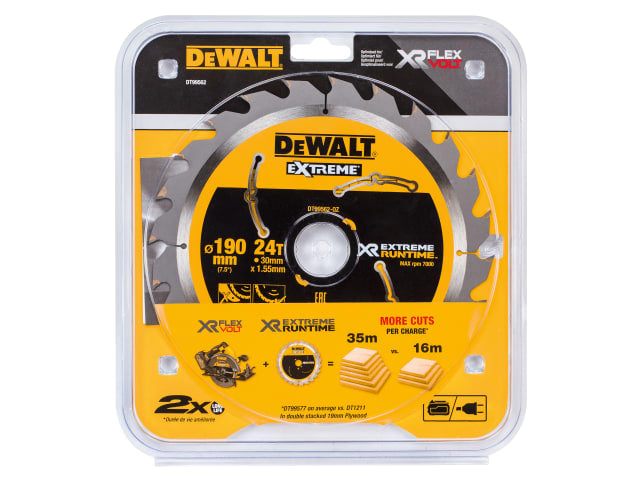 DEWDT99562QZ XR FlexVolt Circular Saw Blade 190 x 30mm x 24T