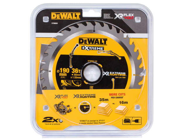 DEWDT99563QZ XR FlexVolt Circular Saw Blade 190 x 30mm x 36T