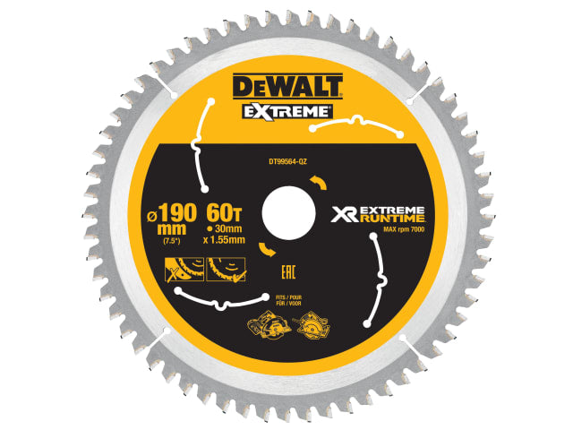 DEWDT99564QZ XR FlexVolt Circular Saw Blade 190 x 30mm x 60T