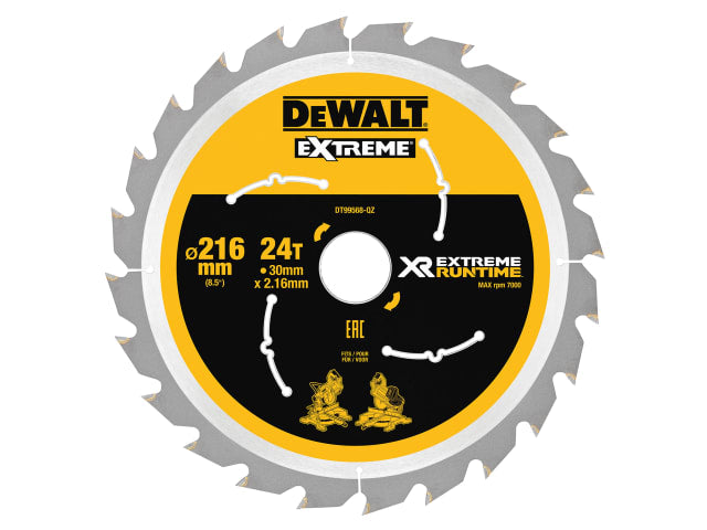 DEWDT99568QZ XR FlexVolt Circular Saw Blade 216 x 30mm x 24T