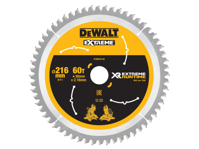 DEWDT99570QZ XR FlexVolt Circular Saw Blade 216 x 30mm x 60T