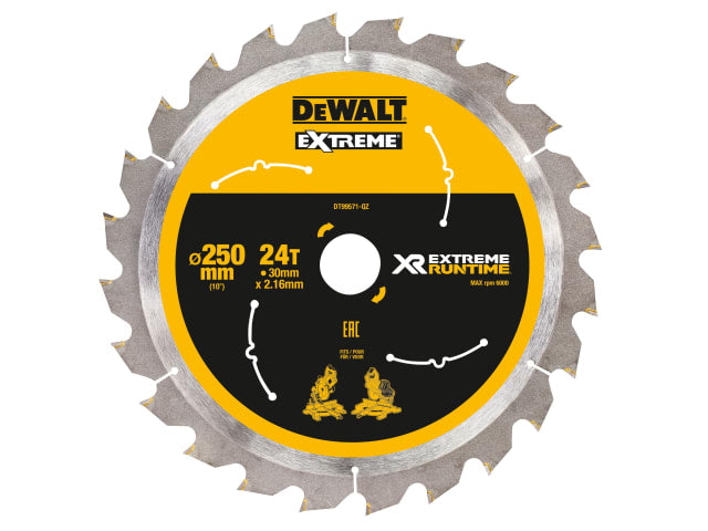 DEWDT99571QZ Extreme Runtime FlexVolt Mitre Saw Blade 250 x 30mm x 24T