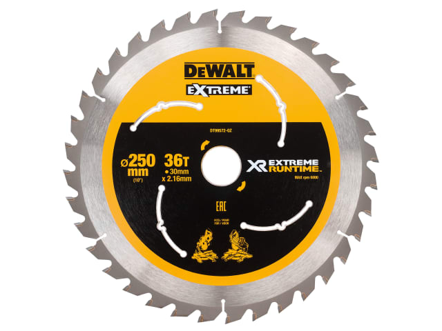 DEWDT99572QZ Extreme Runtime FlexVolt Mitre Saw Blade 250 x 30mm x 36T