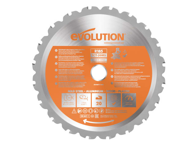 EVL185MULTMS Multi-Material Mitre Saw Blade 185 x 20mm x 20T