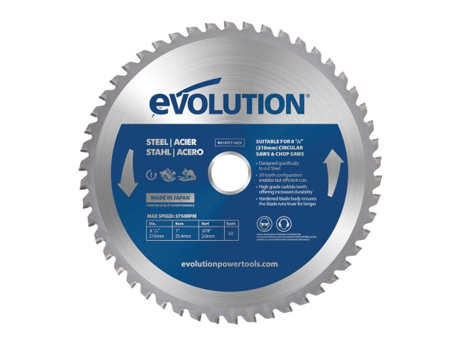 EVLM210TC50C Mild Steel Cutting Circular Saw Blade 210 x 25.4mm x 50T