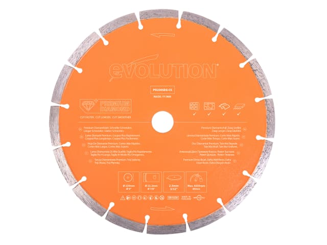 EVLPD230SEGC Premium Diamond Disc Cutter Blade 230 x 22.2mm
