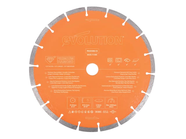 EVLPD255SEGC Premium Diamond Disc Cutter Blade 255 x 22.2mm