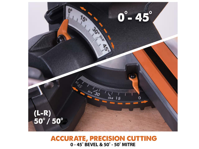 EVLR210SMSL R210SMS+ Pro Multi-Material Sliding Mitre Saw 210mm 1500W 110V