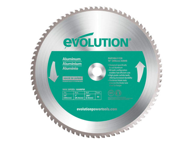 EVLRP3552580 Aluminium Cutting Chop Saw Blade 355 x 25.4mm x 80T