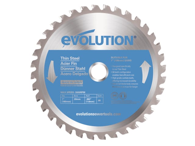 EVLS1802036 Thin Steel Cutting Circular Saw Blade 180 x 20mm x 36T