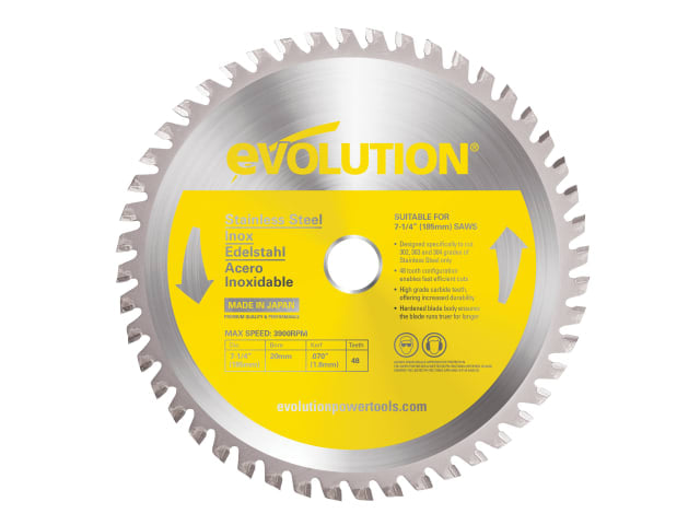 EVLS185TC48C Stainless Steel Cutting Circular Saw Blade 185 x 20mm x 48T