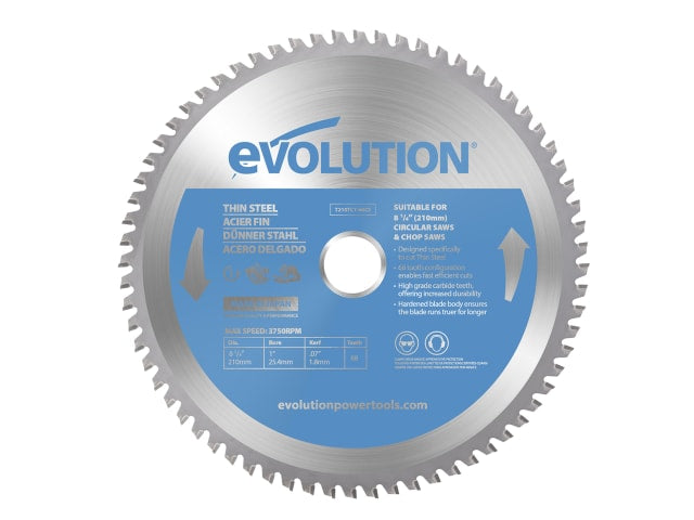 EVLT210TC68C Thin Steel Cutting Circular Saw Blade 210 x 25.4 x 68T