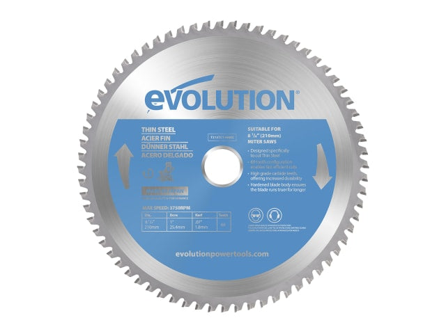 EVLT210TC68M Thin Steel Cutting Mitre Saw Blade 210 x 25.4mm x 68T