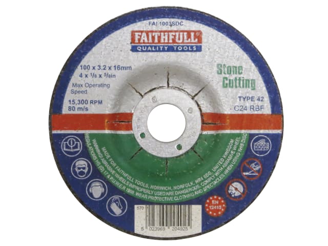 FAI1003SDC Depressed Centre Stone Cut Off Disc 100 x 3.2 x 16mm