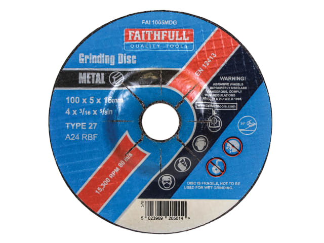 FAI1005MDG Depressed Centre Metal Grinding Disc 100 x 5 x 16mm