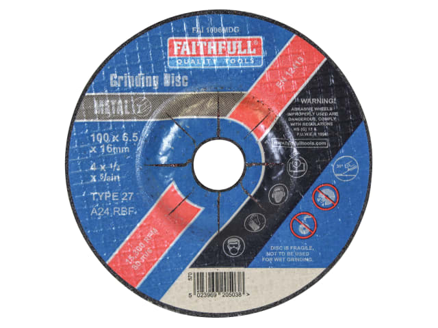 FAI1006MDG Depressed Centre Metal Grinding Disc 100 x 6.5 x 16mm
