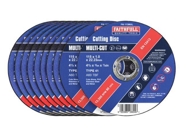 FAI11510MUL Multi-Purpose Cutting Disc 115 x 1.0 x 22.23mm (Pack 10)