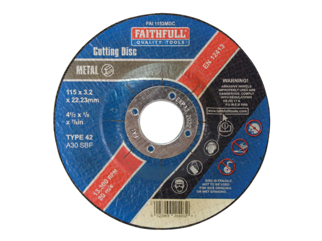 FAI1153MDC Depressed Centre Metal Cutting Disc 115 x 3.2 x 22.23mm