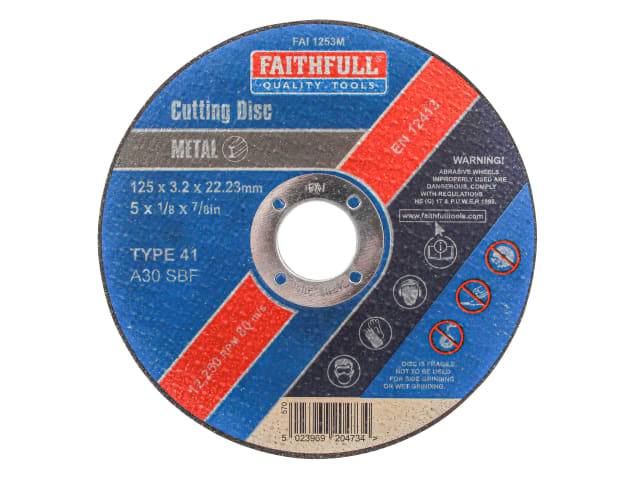 FAI1253M Metal Cut Off Disc 125 x 3.2 x 22.23mm
