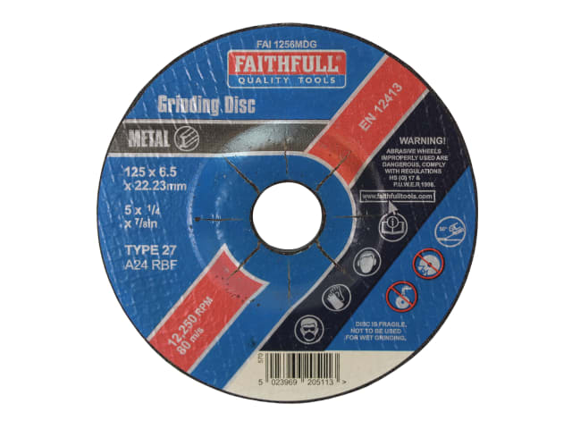 FAI1256MDG Depressed Centre Metal Grinding Disc 125 x 6.5 x 22.23mm