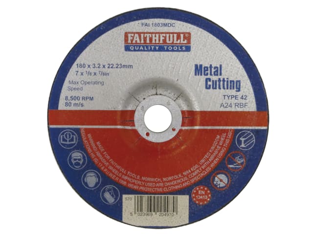 FAI1803MDC Depressed Centre Metal Cutting Disc 180 x 3.2 x 22.23mm
