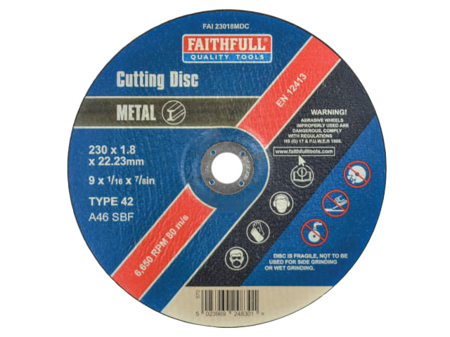 FAI23018MDC Depressed Centre Stainless Steel Cutting Disc 230 x 1.8 x 22.23mm