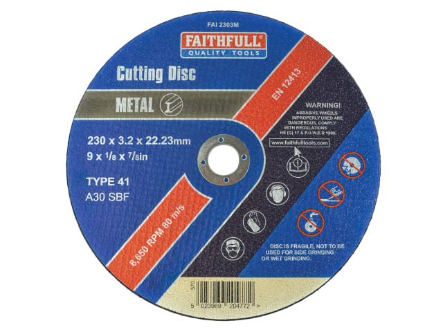 FAI2303M Metal Cut Off Disc 230 x 3.2 x 22.23mm