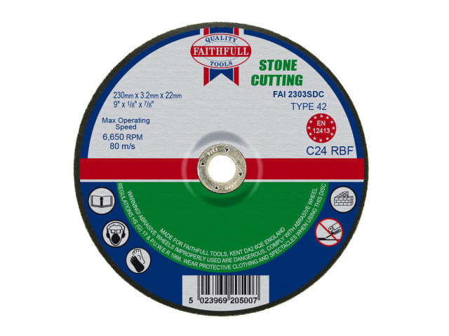 FAI2303SDC Depressed Centre Stone Cutting Disc 230 x 3.2 x 22.23mm