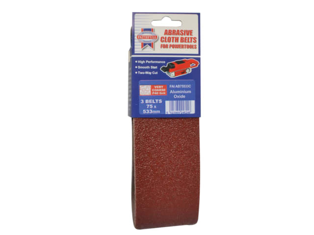 FAIAB75533C Cloth Sanding Belt 533 x 75mm Coarse 60G (Pack 3)