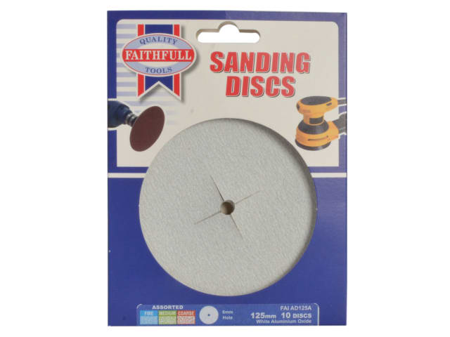 FAIAD125A Paper Sanding Disc 6 x 125mm Assorted (Pack 10)