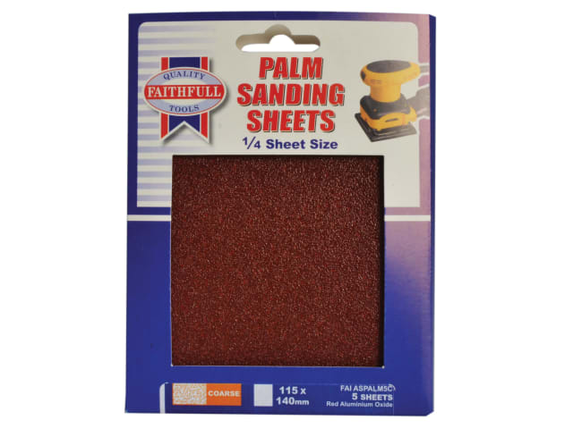 FAIASPALM5C 1/4 Sheet Palm Sander Sheets Coarse (Pack 5)