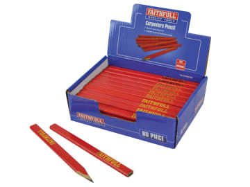 FAICPDISPR80 Carpenter's Pencils - Red / Medium (Display 80)