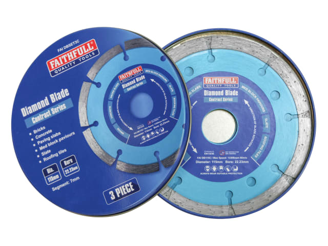 FAIDBSET3C Contract Diamond Blades 115 x 22.2mm (Pack 3)