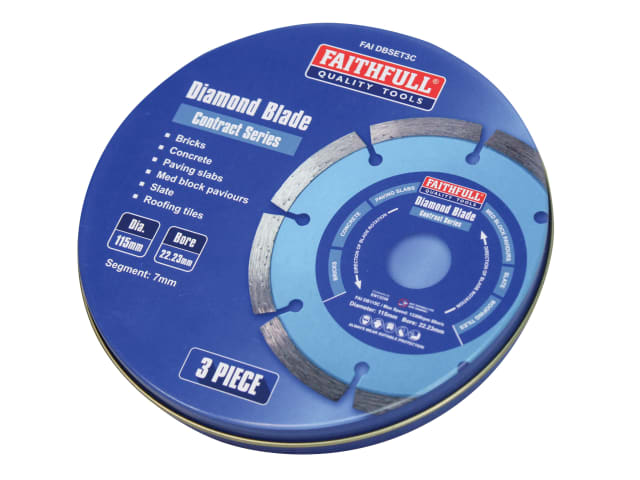 FAIDBSET3C Contract Diamond Blades 115 x 22.2mm (Pack 3)