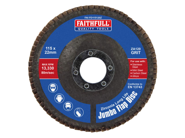 FAIFD115120Z Zirconia Abrasive Jumbo Flap Disc ZA120 115mm