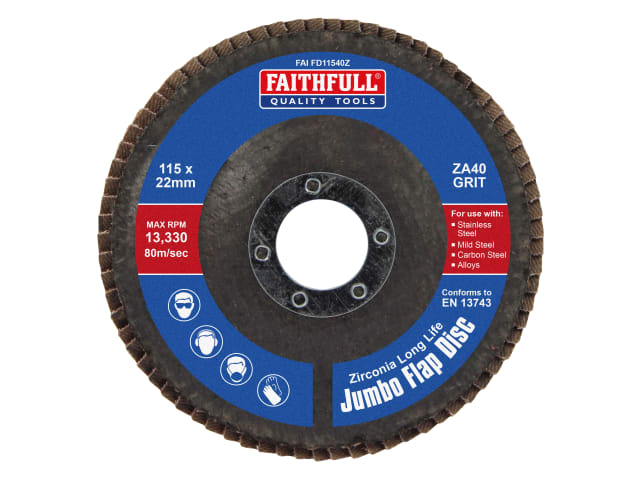 FAIFD11540Z Zirconia Abrasive Jumbo Flap Disc A40 115mm