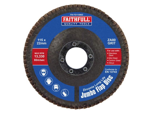 FAIFD11580Z Zirconia Abrasive Jumbo Flap Disc ZA80 115mm