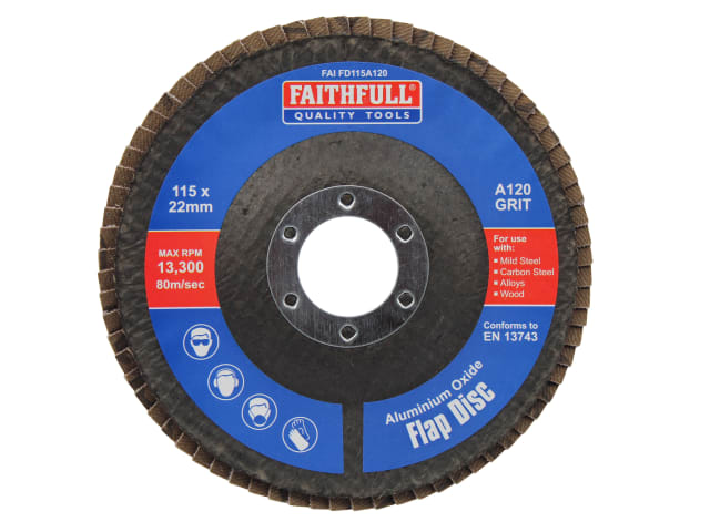 FAIFD115A120 Aluminium Oxide Flap Disc 115 x 22mm 120 Grit