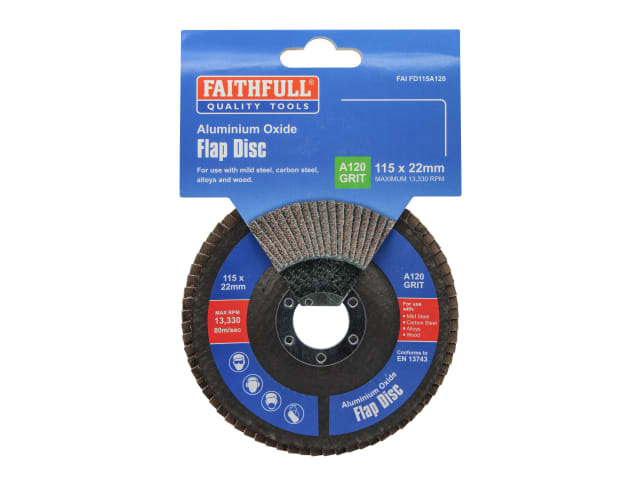 FAIFD115A120 Aluminium Oxide Flap Disc 115 x 22mm 120 Grit