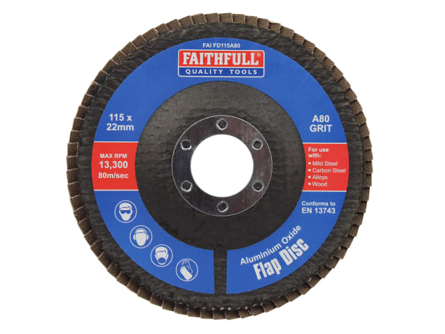 FAIFD115A80 Aluminium Oxide Flap Disc 115 x 22mm 80 Grit