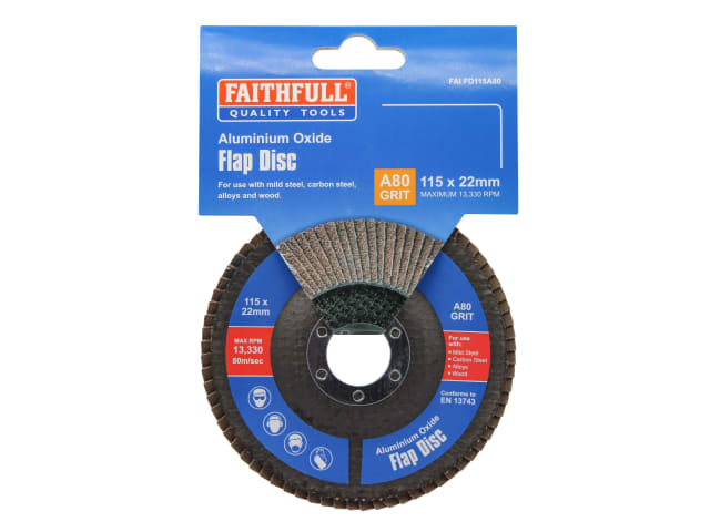 FAIFD115A80 Aluminium Oxide Flap Disc 115 x 22mm 80 Grit