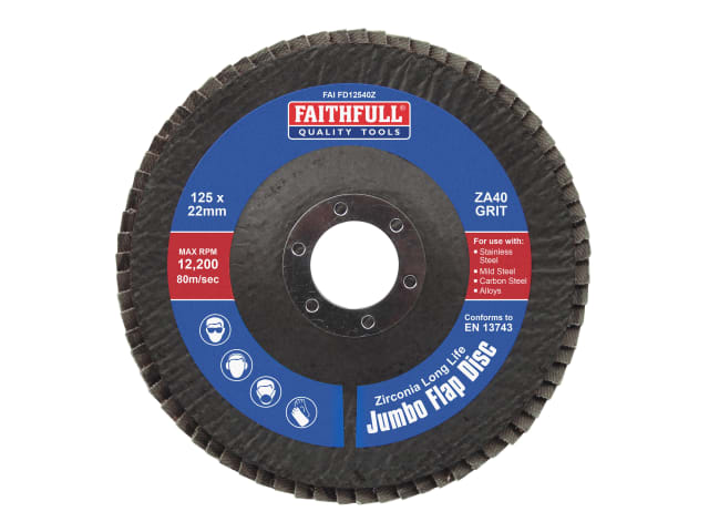 FAIFD12540Z Zirconia Abrasive Jumbo Flap Disc ZA40 125mm
