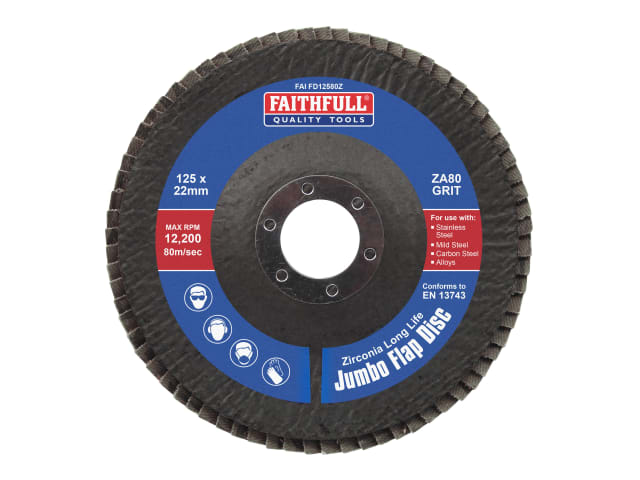 FAIFD12580Z Zirconia Abrasive Jumbo Flap Disc ZA80 125mm