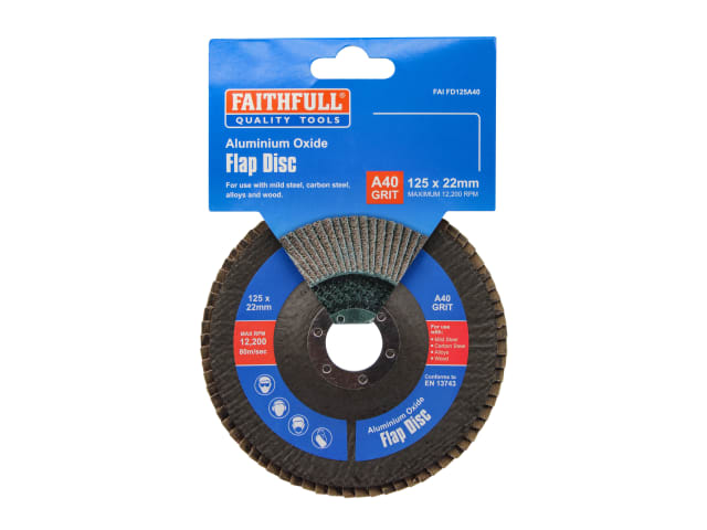 FAIFD125A40 Aluminium Oxide Flap Disc 125 x 22mm 40 Grit